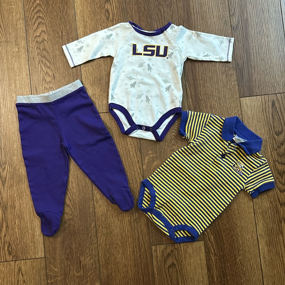LSU 3 piece set size 0-3 months